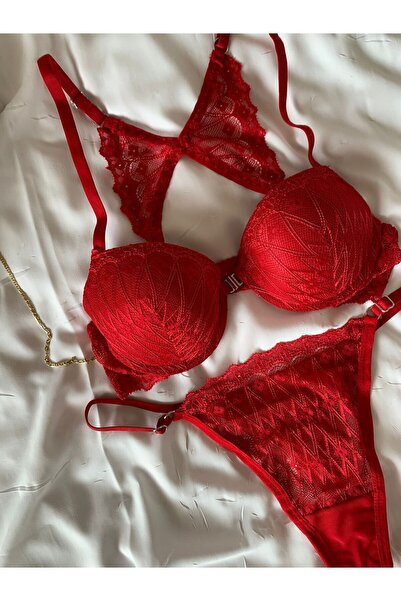 ROZENİN LINGERIE Ειδικό σετ σέξι καθημερινό σουτιέν με κόκκινη πεταλούδα για ...