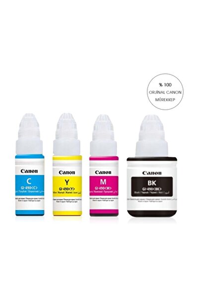 Canon Orijinal 4 Renk Takım G1400 G2400 G3400- Gı 490 Yazıcılar Için Uyumlu Mürekkep