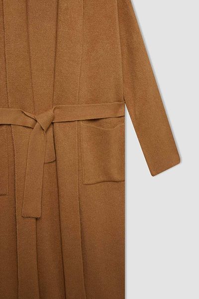 DeFacto Relaxed Fit Shawl Collar Long Cardigan - Belted, A2081ax23wn