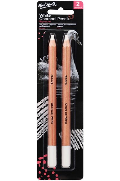 Mont Marte MM Signature White Charcoal Pen - Lge Hex, 2 Pieces