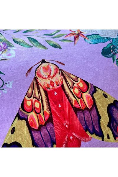 DECO Colorful Butterfly Patterned Digital Printed Velvet Fringed - Throw Pillow Cover Decorative