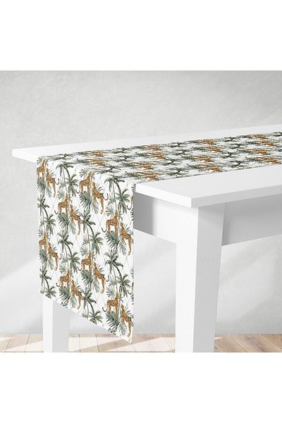 Dokumacı Tropical Palm Leopard Pattern Digital Runner