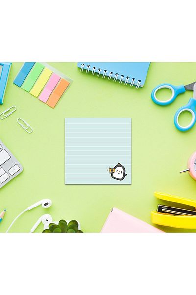 Pine Note Kawaii لطيف أخضر مخطط البطريق منقوشة Memopad مذكرة الوسادة دفتر المفكرة مخطط