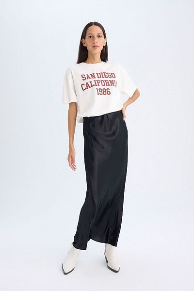 DeFacto Langer/Maxi-Satinrock in A-Linie mit normaler Taille D6930axns