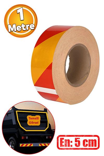 Badem10 5 Cm Highlighter and Reflective Yellow Red Strip Tape - Adhesive Warning Tape