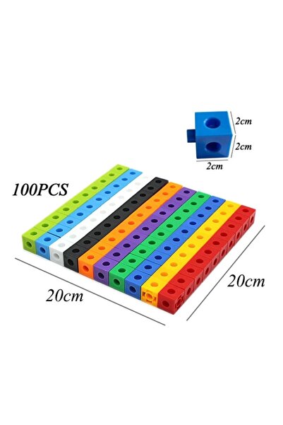 Gazi Kırtasiye Geçmeli Birim Küpler - Snap Cubes - Matematik Küpleri - Akıl Küpleri - 100 Parça - 2x2x2 Cm
