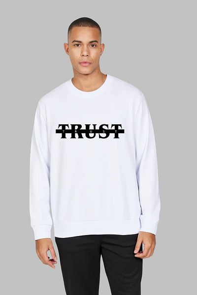 Nyda Collections Hanorac oversize din bumbac unisex cu imprimeu Trust - mânecă lungă, decolteu, fără glugă