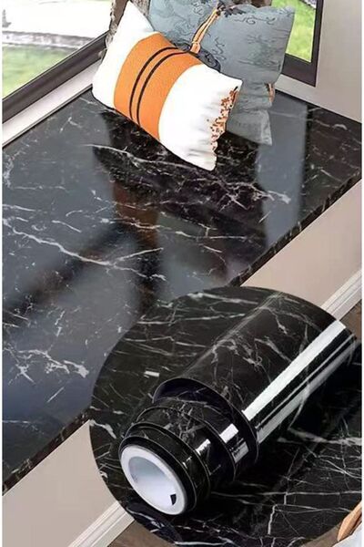 PRESTİJ FOLYO Мармуровий малюнок між стільницями Шафа Кухонний папір Клейка чорна фольга