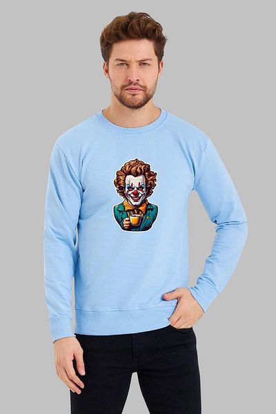 Nyda Collections Hanorac oversize din bumbac unisex cu imprimeu Joker - mânecă lungă, decolteu, fără glugă