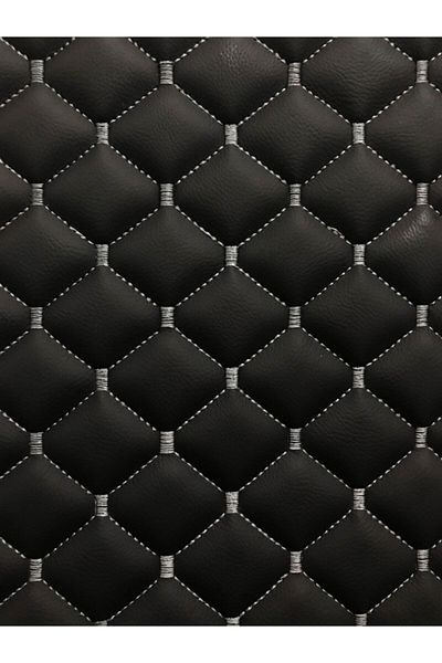 KONFORUM Black and White Leather Quilted Automotive Upholstered