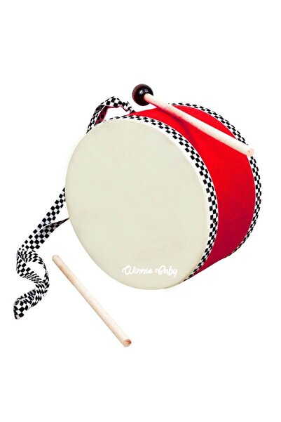 Winnie Baby Çocuk Ipli Davul Kırmızı 2 Tokmaklı