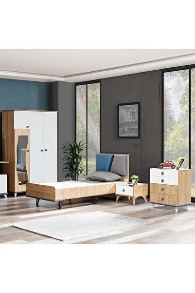 Setay Lotus Genç Odası - 3 Kapılı Dolap, Karyola, Komodin, Şifonyer