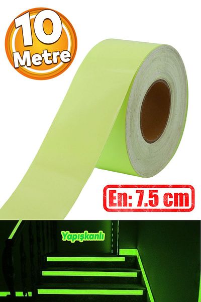 Badem10 Green Reflective Phosphorescent Strip Tape - 7.5 Cm 10 Mt Warning Tape