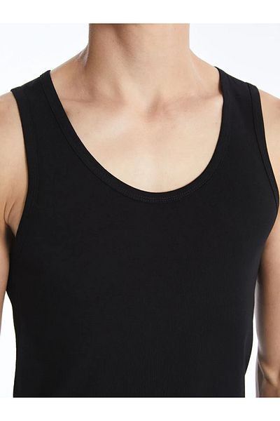 LC Waikiki Buxe White Men's Tank Top - U Collar, Combed Cotton, Pack of 2
