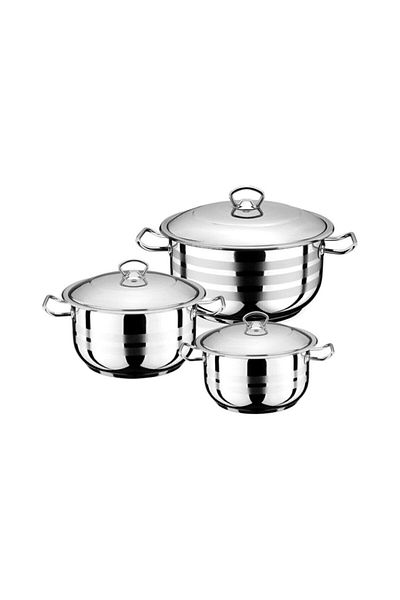 Royal Jumbo 6 Piece Stainless Steel Cookware Set (28 Cm, 30 Cm, 32 Cm)
