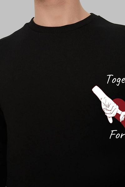 Nyda Collections Hanorac fără glugă cu decolteu rotund cu imprimeu „Together Forever” pentru femei