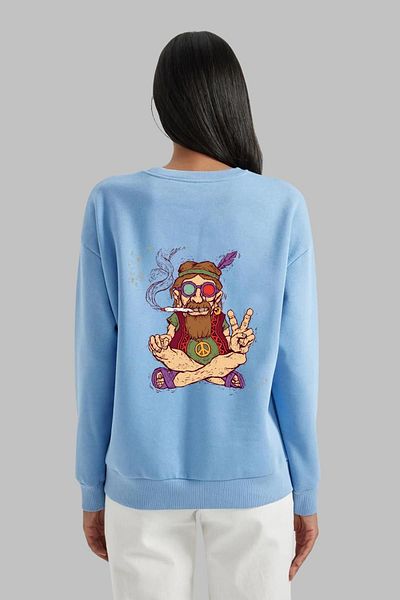 Nyda Collections Hanorac oversize din bumbac fără glugă unisex cu imprimeu Peace