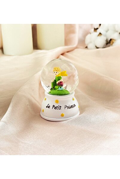 Toptanhane Mini Boy Küçük Prens Işıklı Kar Küresi Dekoratif Hediyelik Little Prince Beyaz Renk