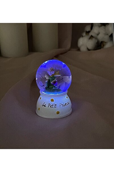 Toptanhane Mini Boy Küçük Prens Işıklı Kar Küresi Dekoratif Hediyelik Little Prince Beyaz Renk
