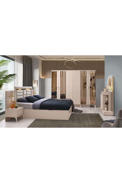 Avm 24 Helsinki Şifonyer-makyaj Masası-ışıklı Aynalı-mdf-kum Beji-ücretsiz Nakliye