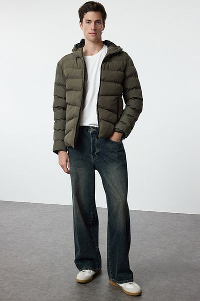 Trendyol Collection Kurtka zimowa khaki regular fit puchowa Tmnaw25Mo00031