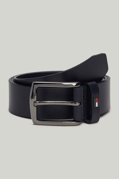 Tommy Hilfiger Navy Blue Genuine Leather Men's Belt - Metal Buckle, AM0AM12546-DW6