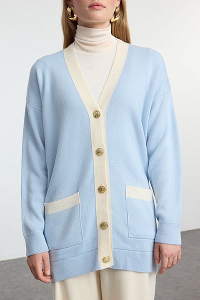 Trendyol Modest Világoskék kötöttáru felső és alsó készlet - színes blokk TCTAW25US00071