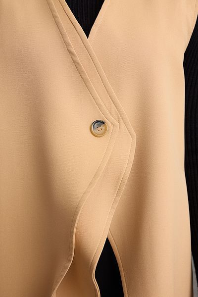 Trendyol Modest Woven Beige Vest - Double Breasted Closure, TCTAW25YL00001