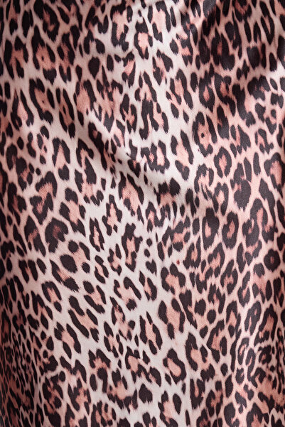 Trendyol Collection Hnědá leopardí saténová maxi pletená sukně Twoss24Et00119