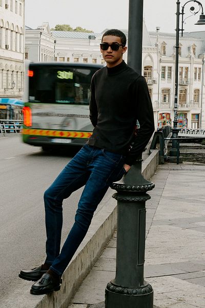 Black sweater style men top