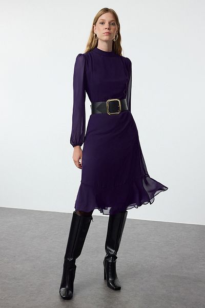 Trendyol Collection Rochie țesută dreaptă violet de iarnă - TWOAW20EL1313