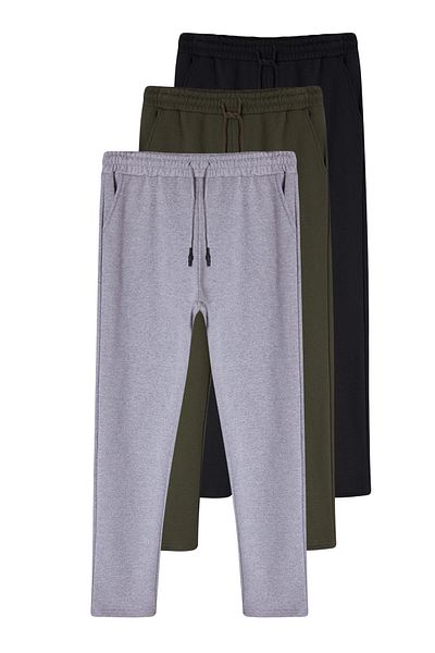 Edit by Trendyol Übergroße Herren-Jogginghose – Schwarz, Grau, Khaki, 3er-Pack TEDAW25EA00016