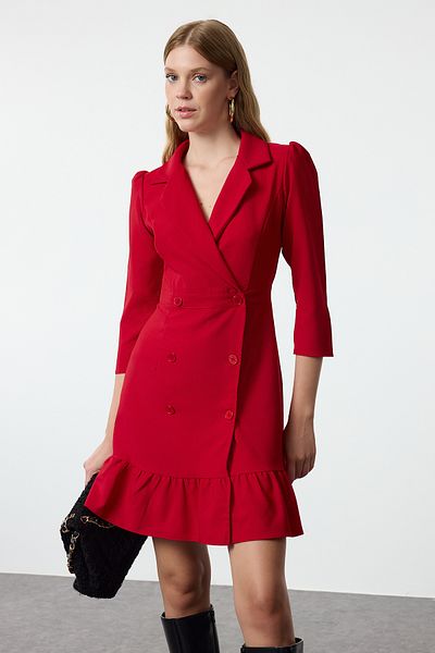 Trendyol Collection TWOSS20EL0407 Modell Piros, sima szőtt ruha