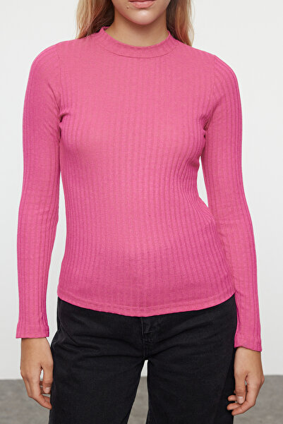 Trendyol Collection Flexible Corded Slim Fit Fuchsia Medium Μπλούζα - Stand Collar TWOAW20BZ0200