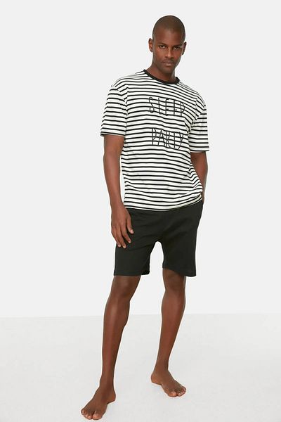 Trendyol Collection Черен стандартен комплект плетени летни шорти THMSS21PT0691