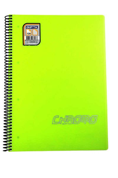 Gıpta A4 Chroma 120 Sheets Checked Plastic Cover Spiral Notebook