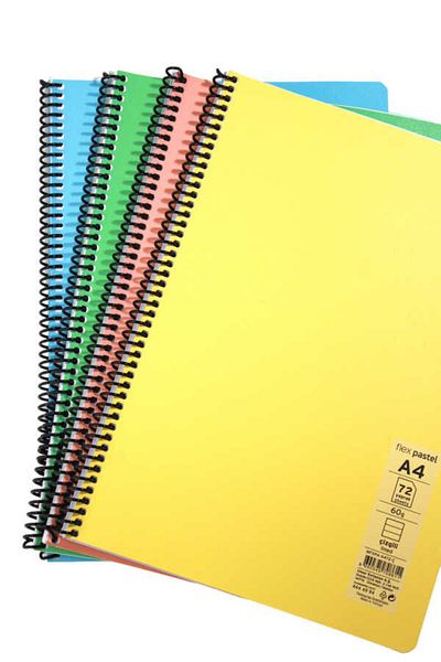Mynote Flex A4 72 Sheets Lined Spiral Plastic Cover Notebook Pastel