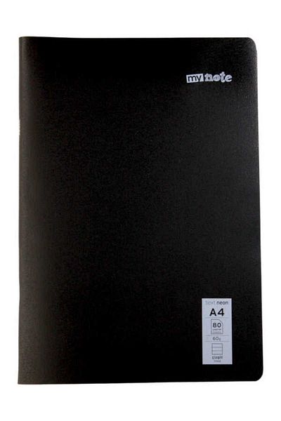 Mynote Text Neon A4 80 Sheets Striped Plastic Cover Notebook