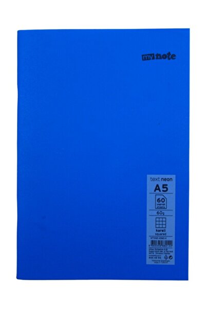 Mynote Text A5 60 Yaprak Kareli Plastik Neon Kapaklı Defter