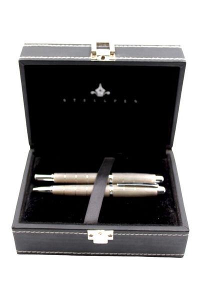 Steelpen Beige Matte Chrome Ballpoint Pen Set