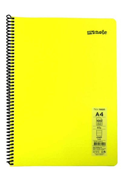 Mynote Flex A4 100 Sheets Lined Spiral Plastic Neon Cover Notebook