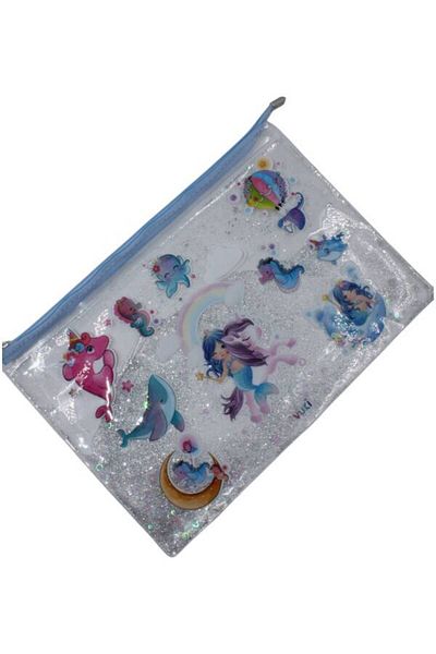 VUKİ Vuki A4 Transparent File - Watery, Zippered, Mermaid Vk-0073-11