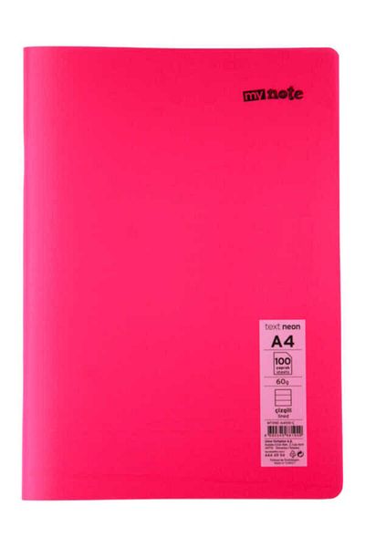 Mynote Text Neon A4 100 Sheets Lined Plastic Cover Notebook