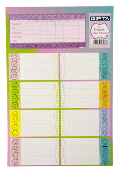 Gıpta GIPTA-GIRLS برنامج التدريس ملصق المدرسة 3 أوراق 16 × 24 سم EMOJİ