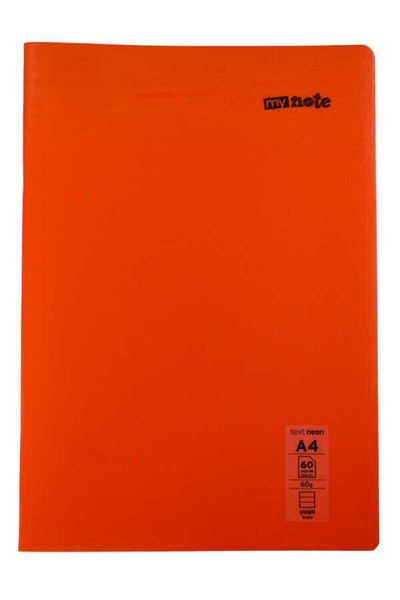 Mynote Neon A4 60 Sheets Lined Notebook - With Plastic Cover
