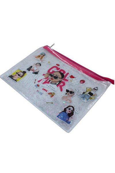 VUKİ Vuki A5 Transparent File - Water and Zippered, Girlpower Vk-0072-10