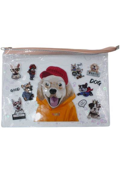 VUKİ Vuki A4 Zippered Transparent File - Vk-0073-09 Dog