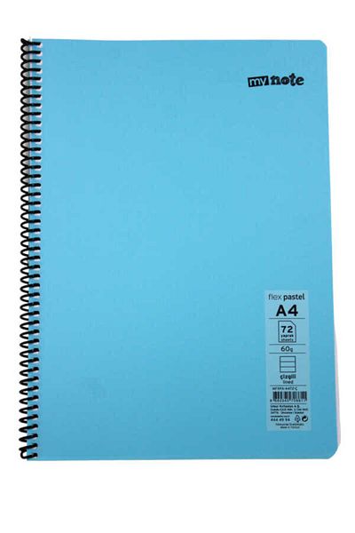 Mynote Flex A4 72 Sheets Lined Spiral Plastic Cover Notebook Pastel