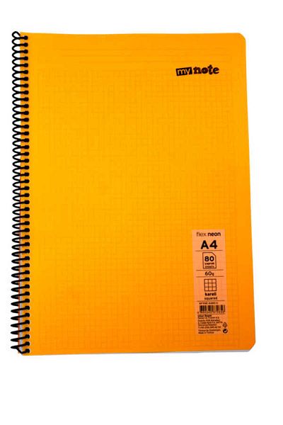 Mynote Flex A4 80 - Leaf Checkered Spiral Plastic Neon Notebook