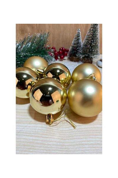 Orca Christmas Ornament Pine Tree Ball Gold 6 Cm Pack of 6 Orc-n26006